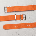 time+ Ribbed Nylon Military Watch Strap / Orange - Brushed, Flat