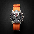time+ Ribbed Nylon Military Watch Strap / Orange - Brushed