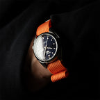 time+ Ribbed Nylon Military Watch Strap / Orange - Brushed