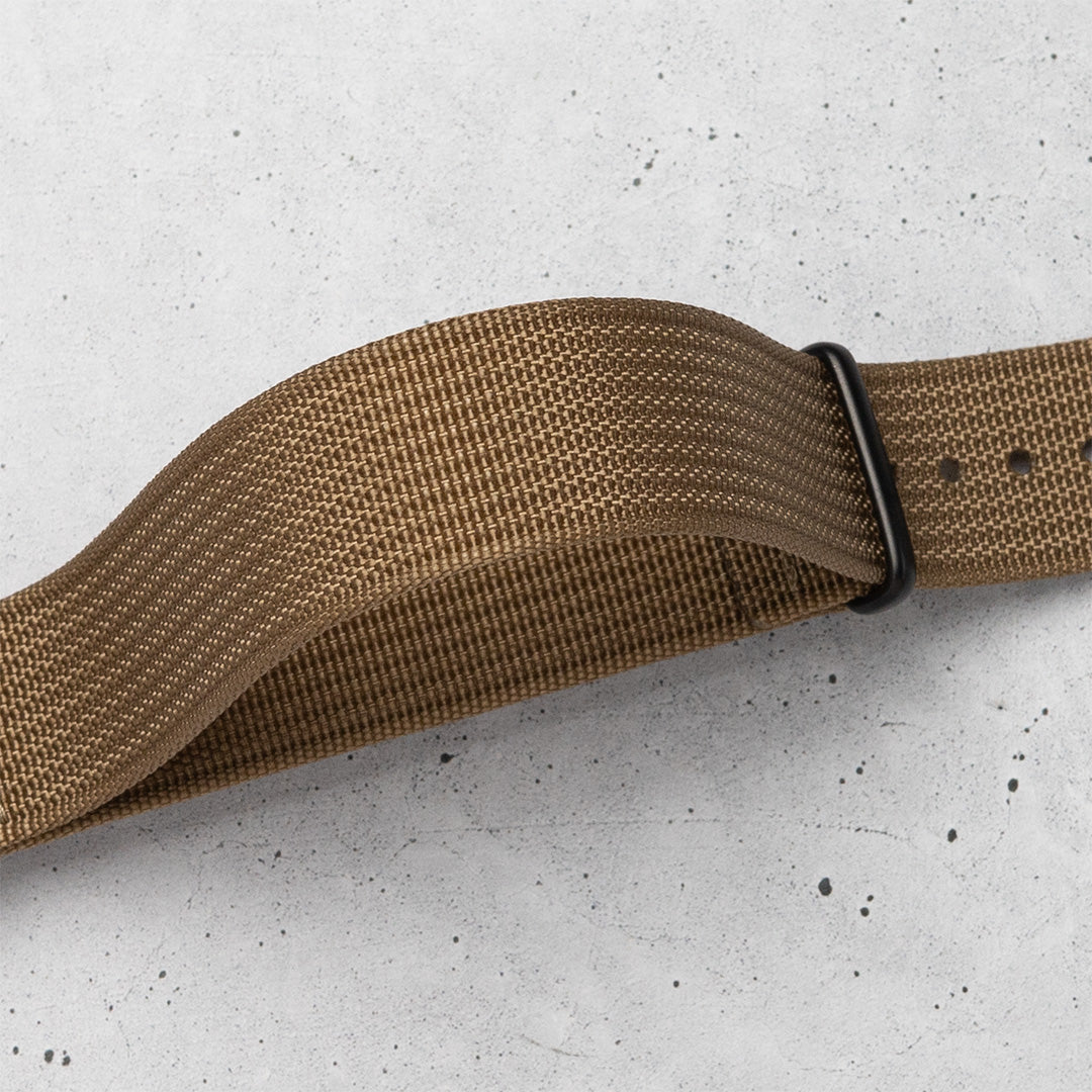 time+ リブナイロン ミリタリーストラップ 腕時計ベルト カーキ - Matte Black