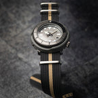 time+ Ribbed Nylon Military Watch Strap Black & Beige