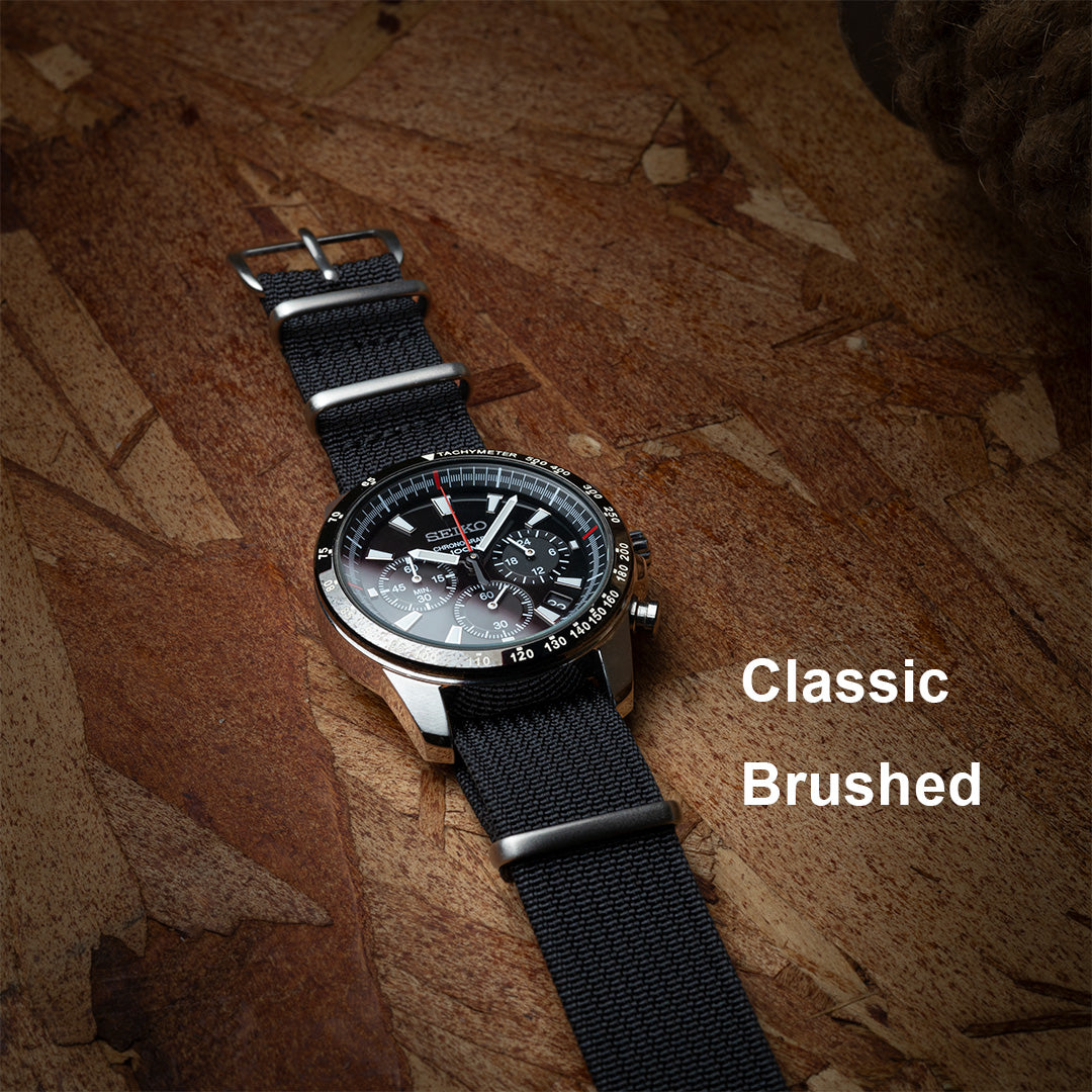 time+ Ribbed Nylon Military Watch Strap Black