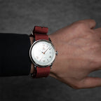time+ Ribbed Nylon Military Watch Strap Burgundy