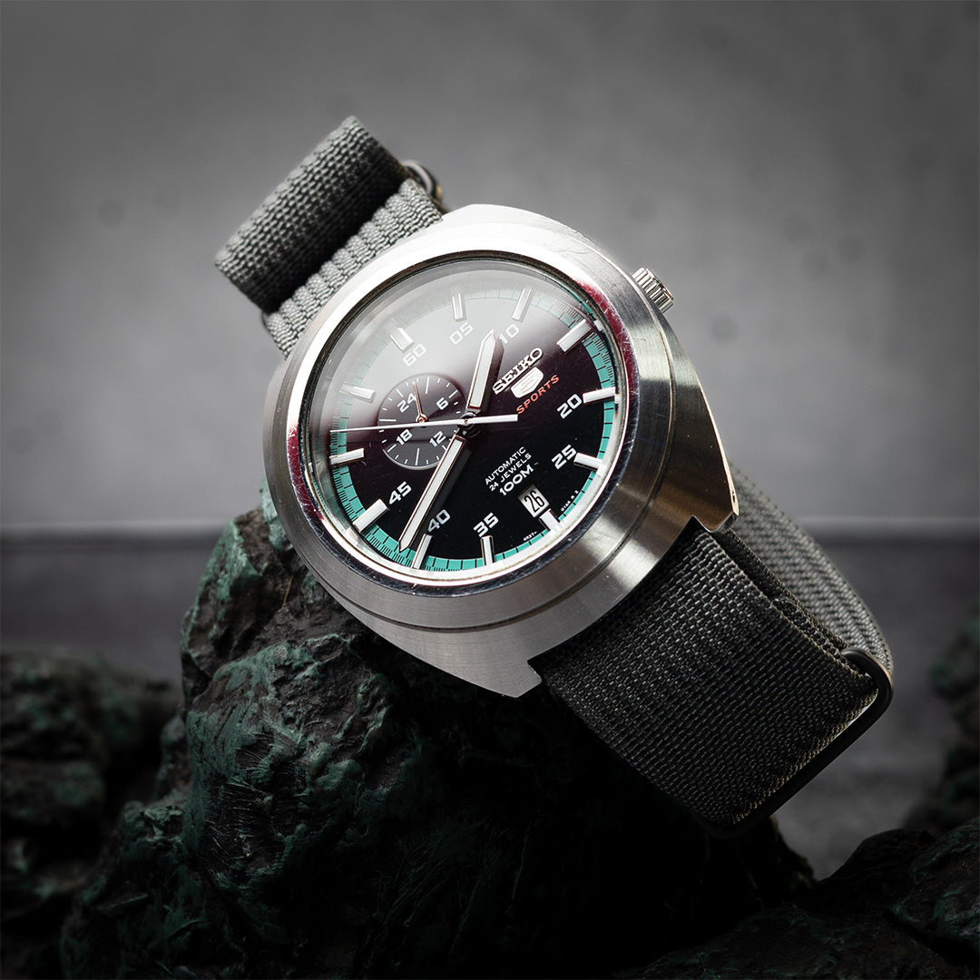 time+ リブナイロン ミリタリーストラップ 腕時計ベルト ダークグレー - Matte Black