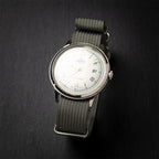 time+ Ribbed Nylon Military Watch Strap Light Grey