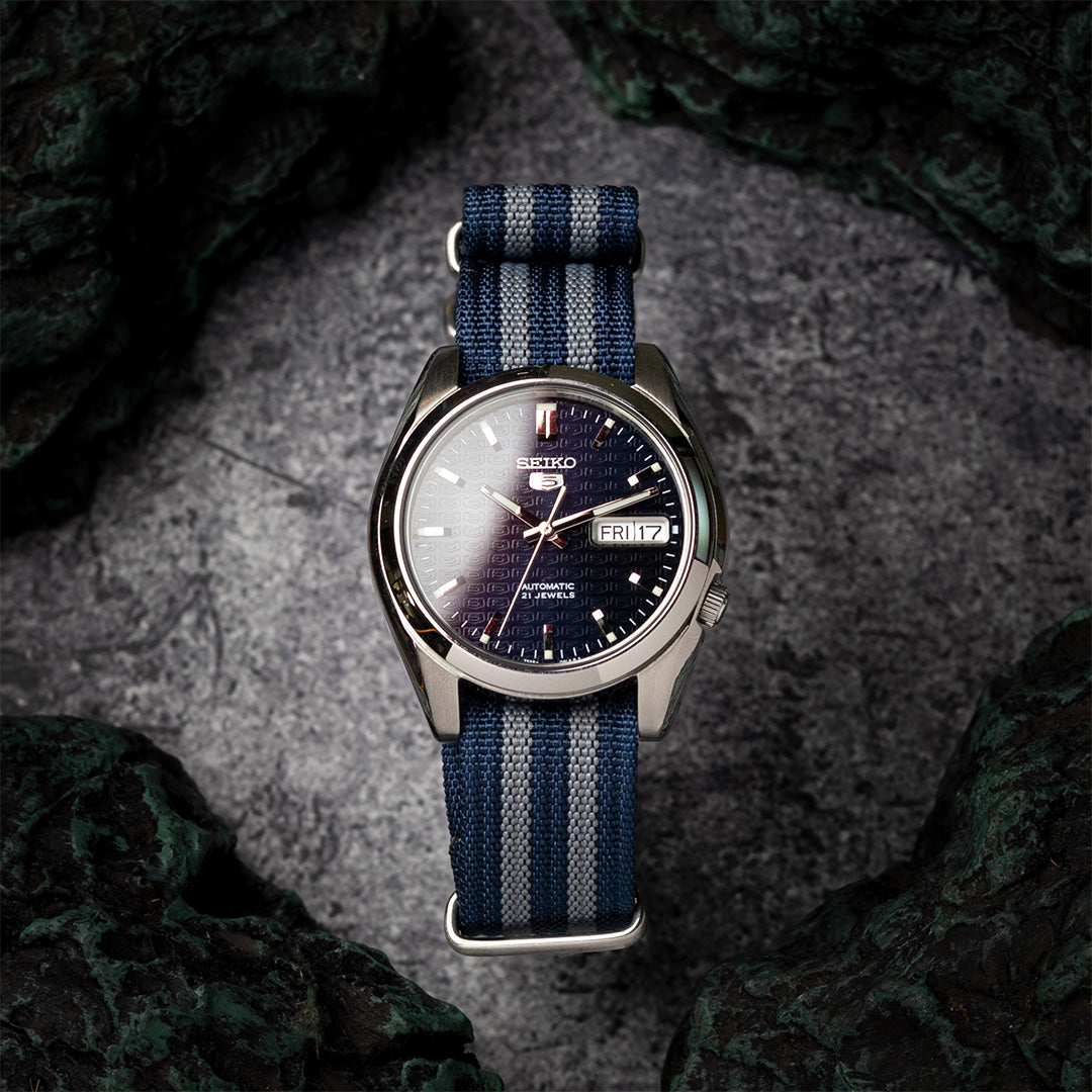 time+ Ribbed Nylon Military Watch Strap Navy Bond