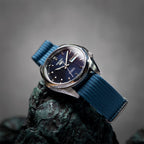 time+ Ribbed Nylon Military Watch Strap Navy