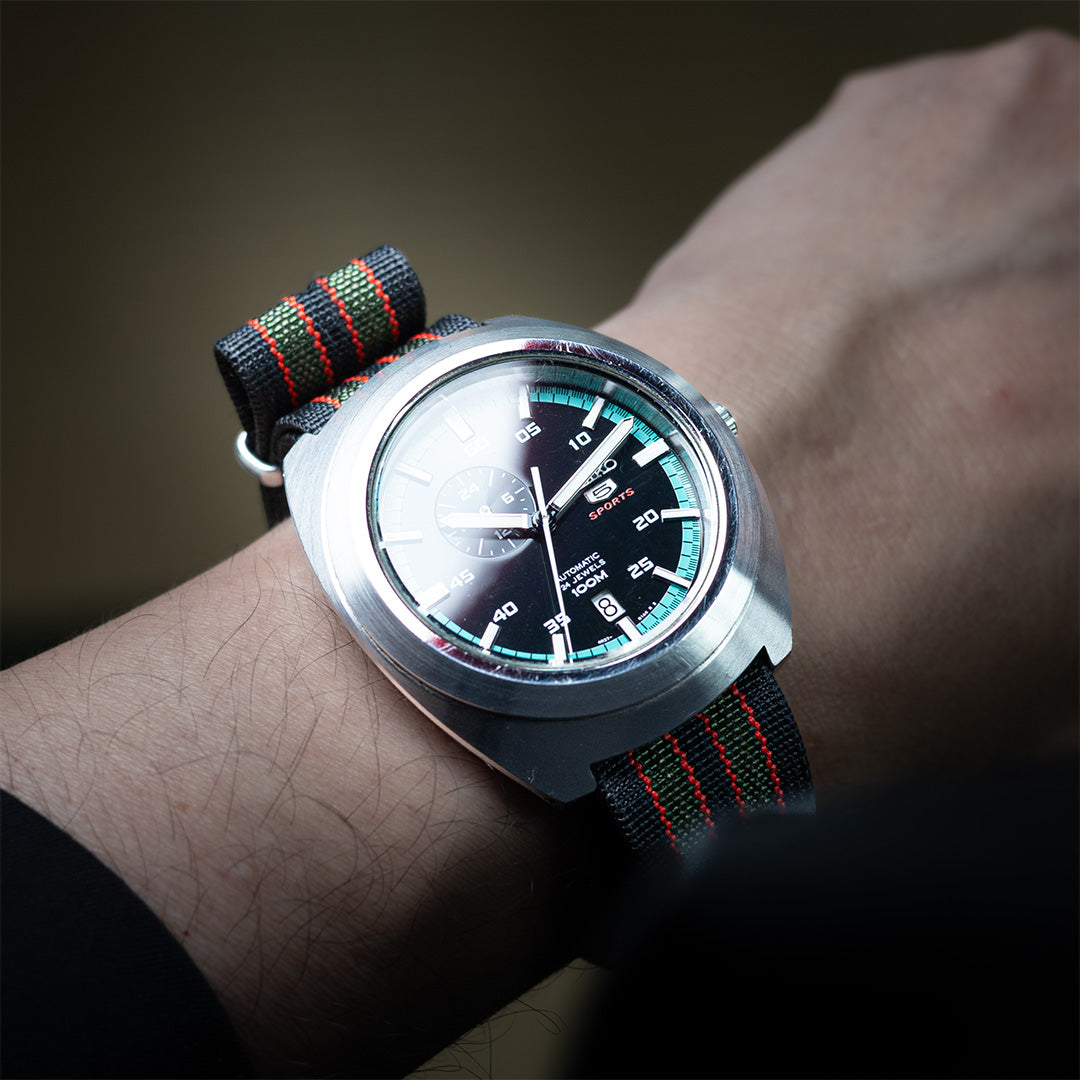 time+ Ribbed Nylon Military Watch Strap Vintage Bond