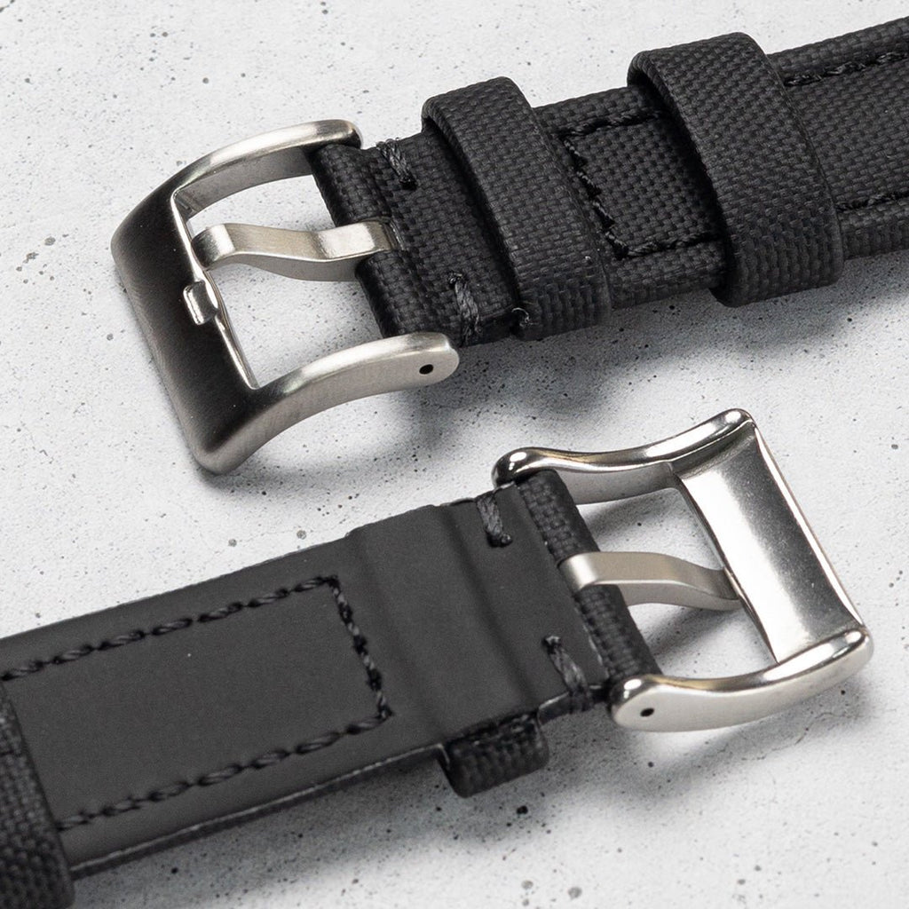 Sailcloth Quick Release Watch Strap Black & Black, Buckle