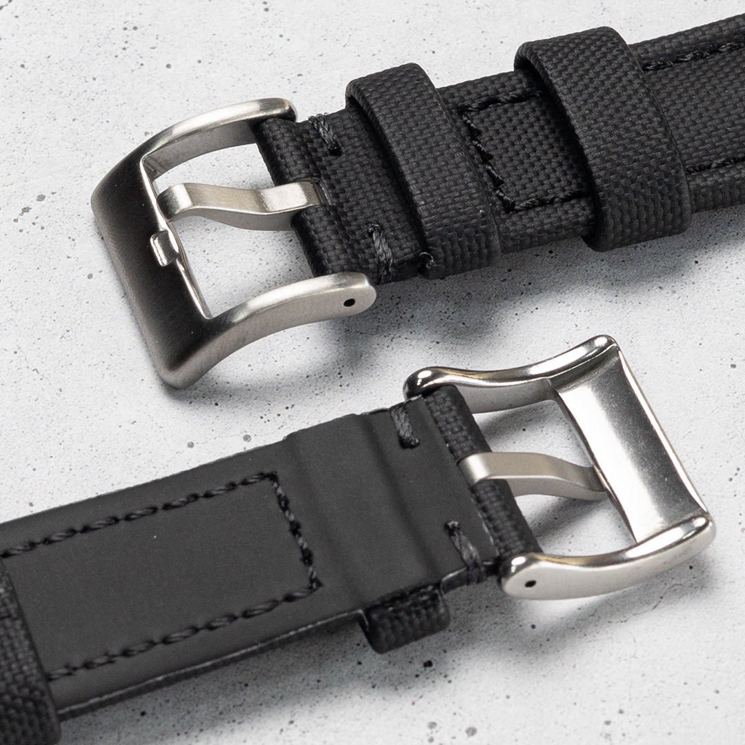 Sailcloth Quick Release Watch Strap Black & Black, Buckle