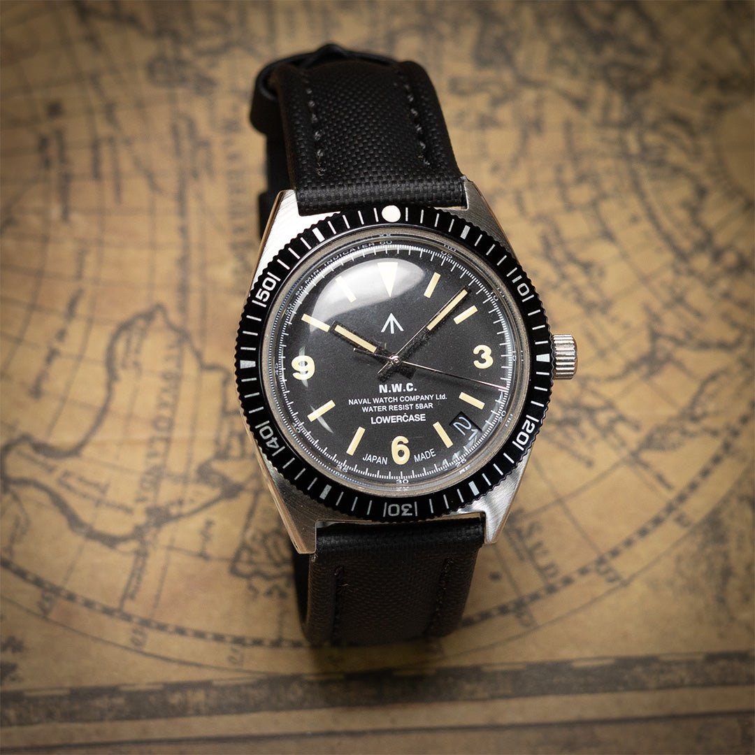 time+ Sailcloth Quick Release Watch Strap / Black & Black