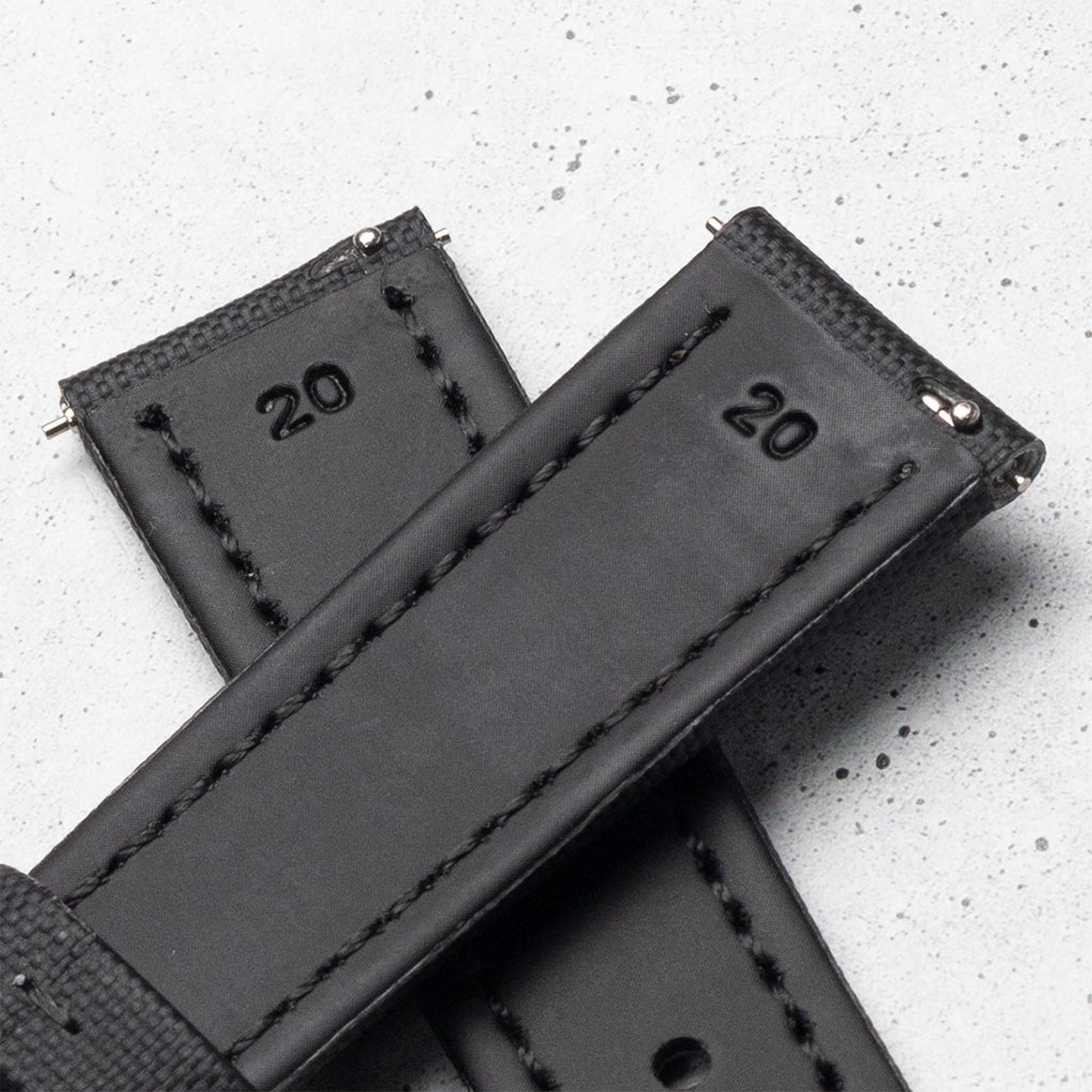 time+ セイルクロス クイックリリース 腕時計ベルト ブラック & ホワイト