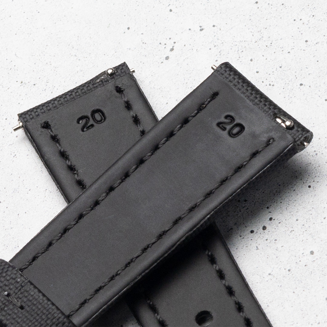 time+ セイルクロス クイックリリース 腕時計ベルト ブラック & ホワイト