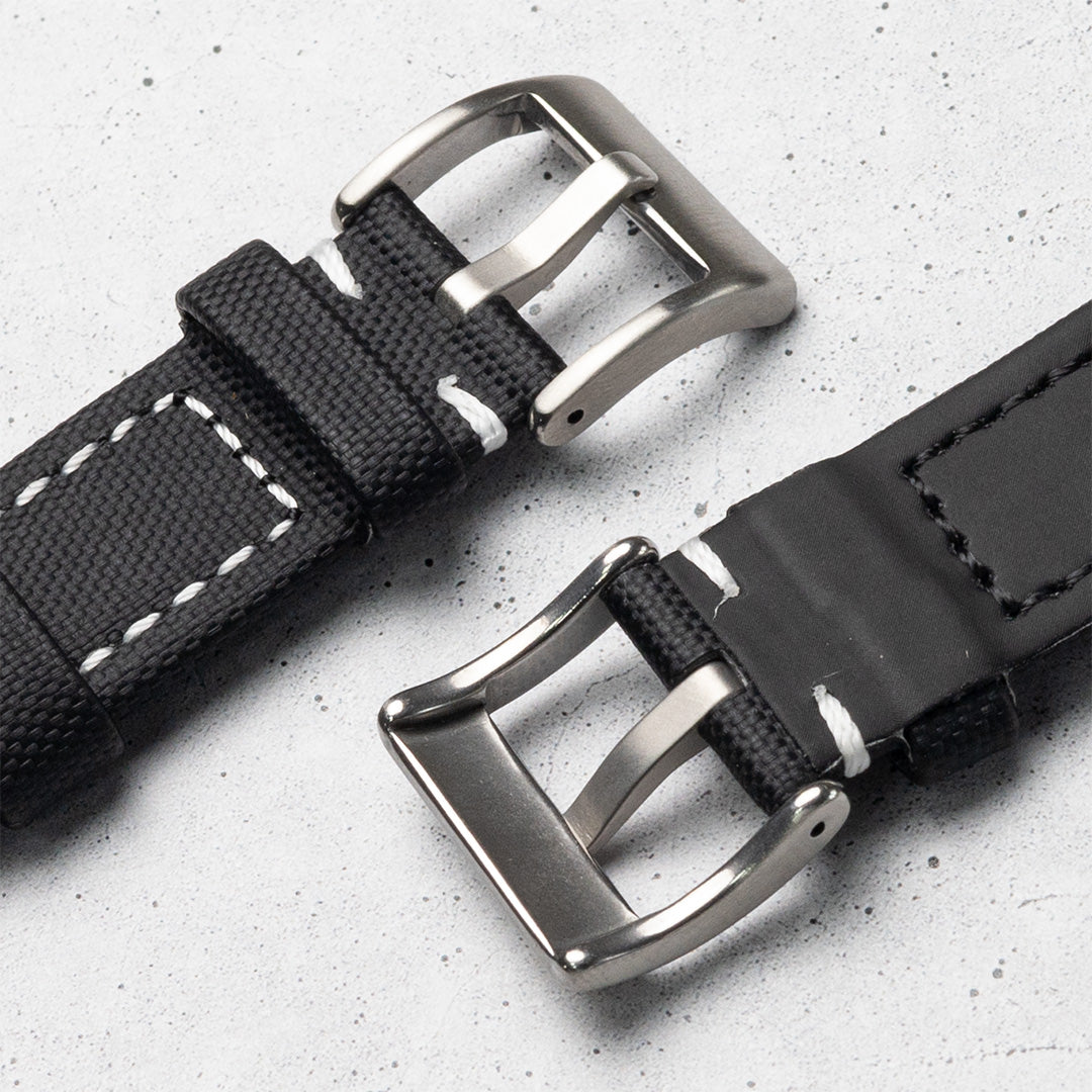 time+ セイルクロス クイックリリース 腕時計ベルト ブラック & ホワイト