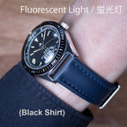 time+ Sailcloth Quick Release Watch Strap / Navy & Navy, Fluorescent Light