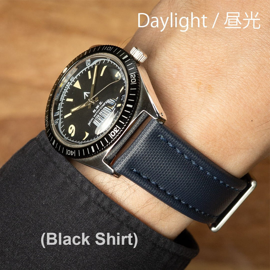time+ Sailcloth Quick Release Watch Strap / Navy & Navy, Daylight