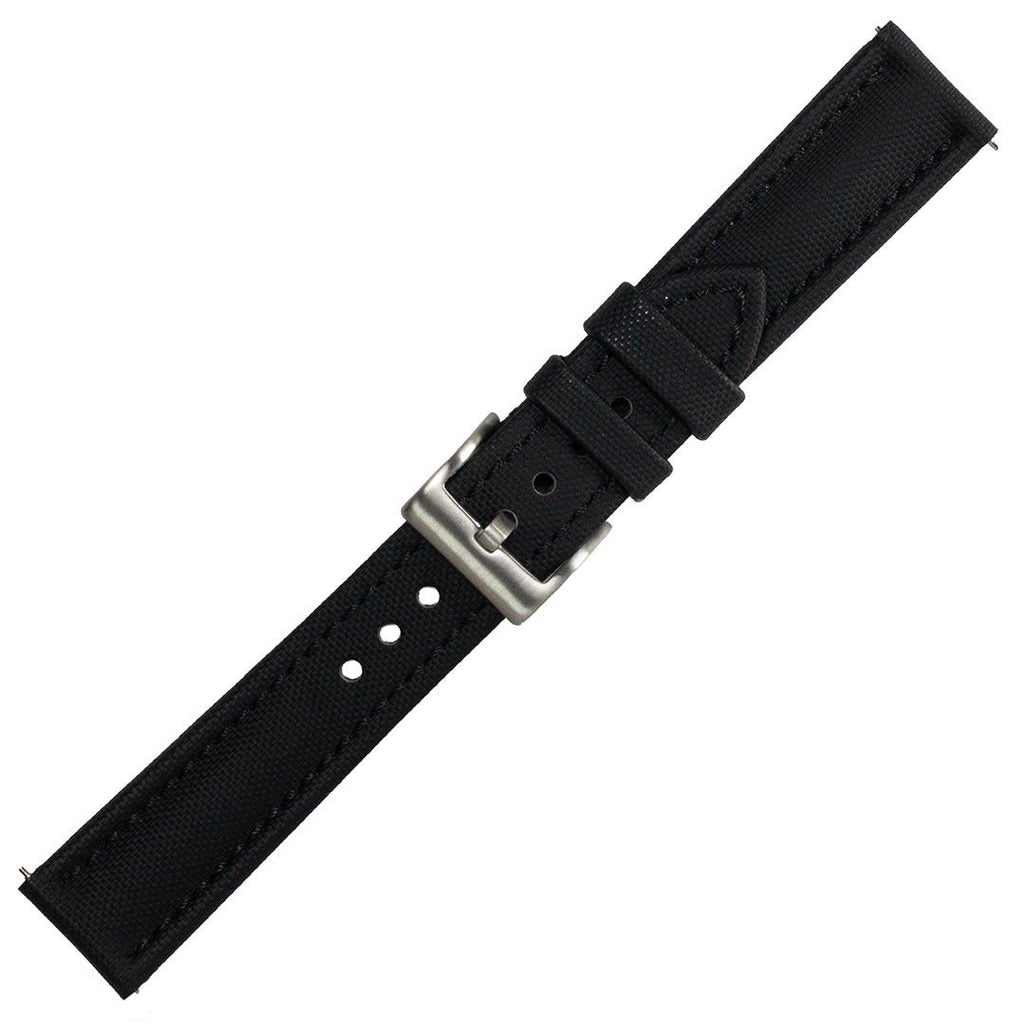 time+ Sailcloth Quick Release Watch Strap Black & Black