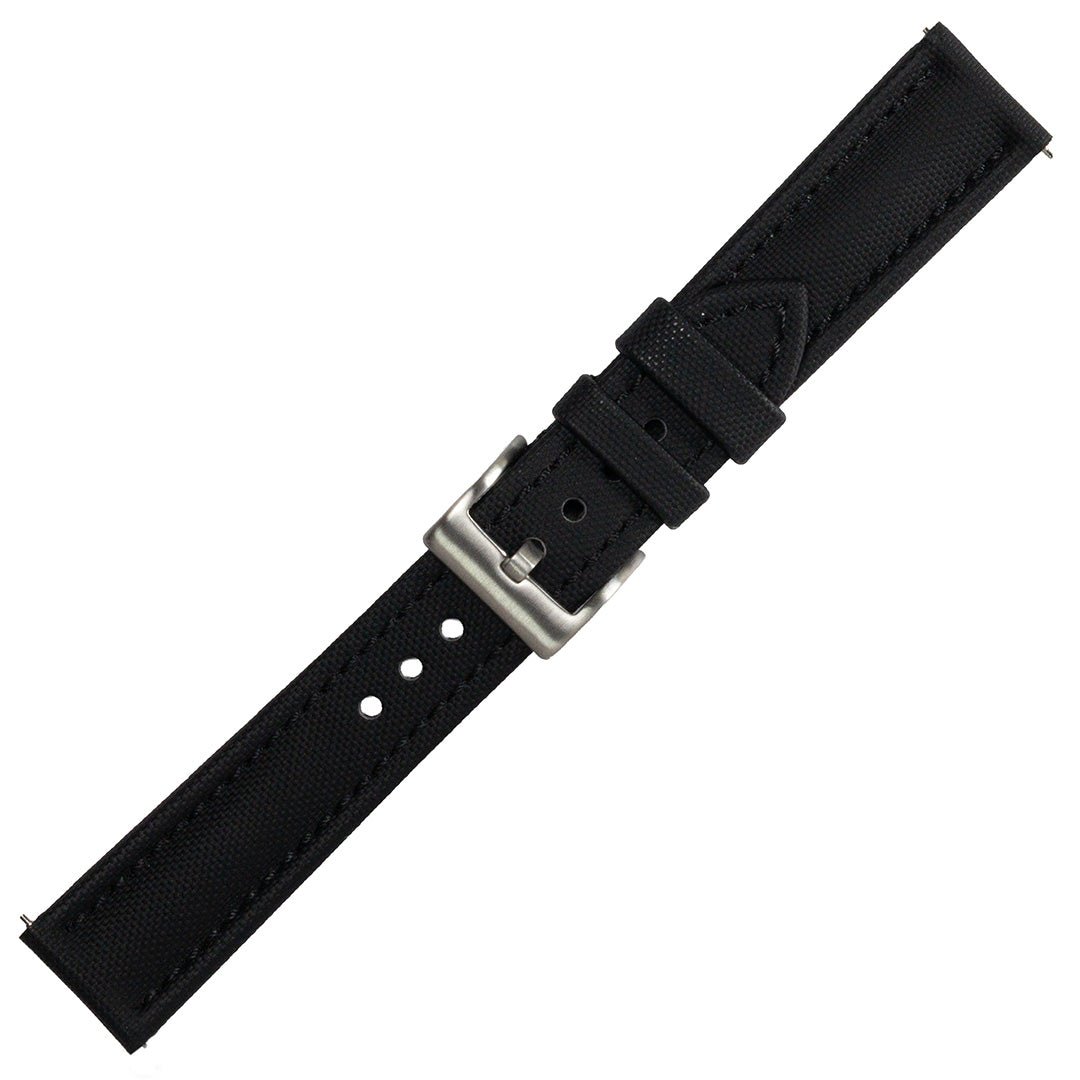 time+ Sailcloth Quick Release Watch Strap Black & Black