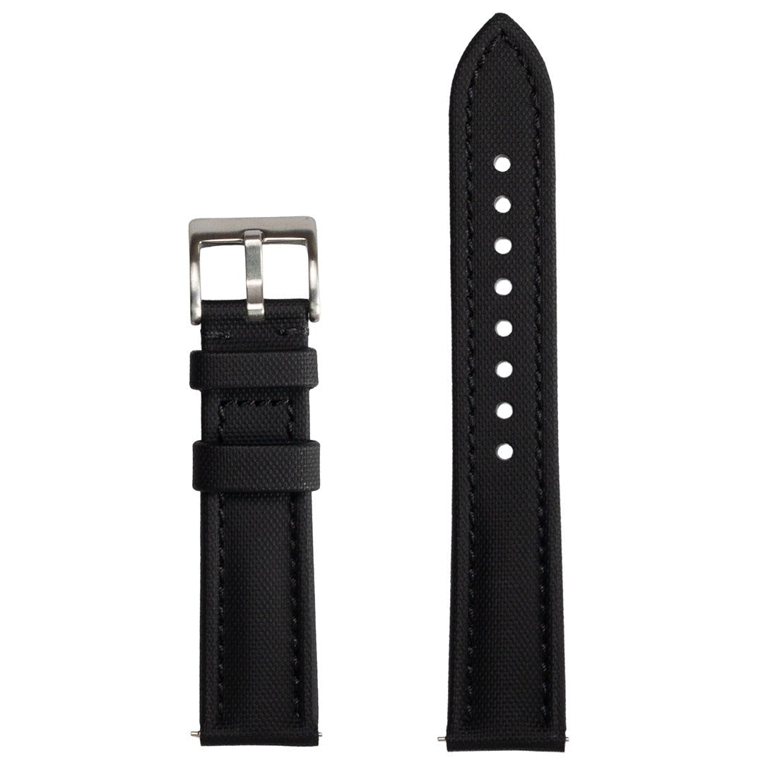 Sailcloth Quick Release Watch Strap Black & Black Front