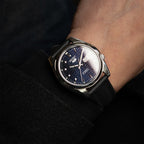 time+ Sailcloth Quick Release Watch Strap Black & Black on SEIKO 5