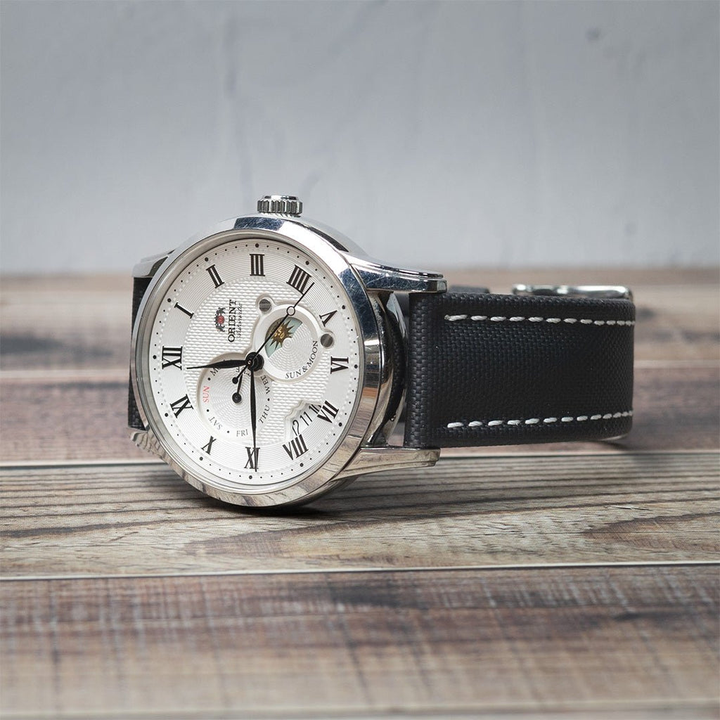 time+ Sailcloth Quick Release Watch Strap Black & White