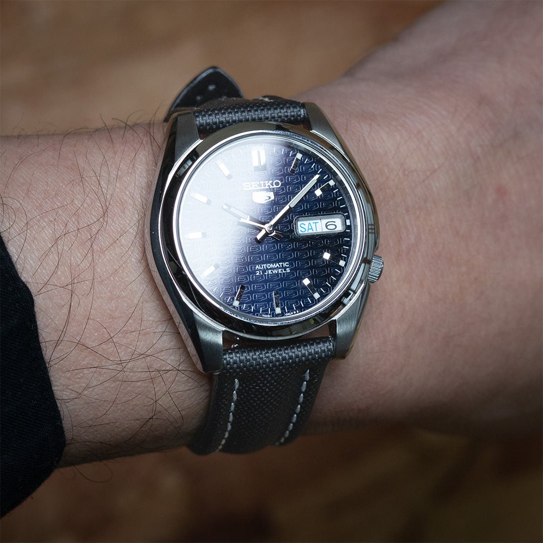 time+ Sailcloth Quick Release Watch Strap Black & White