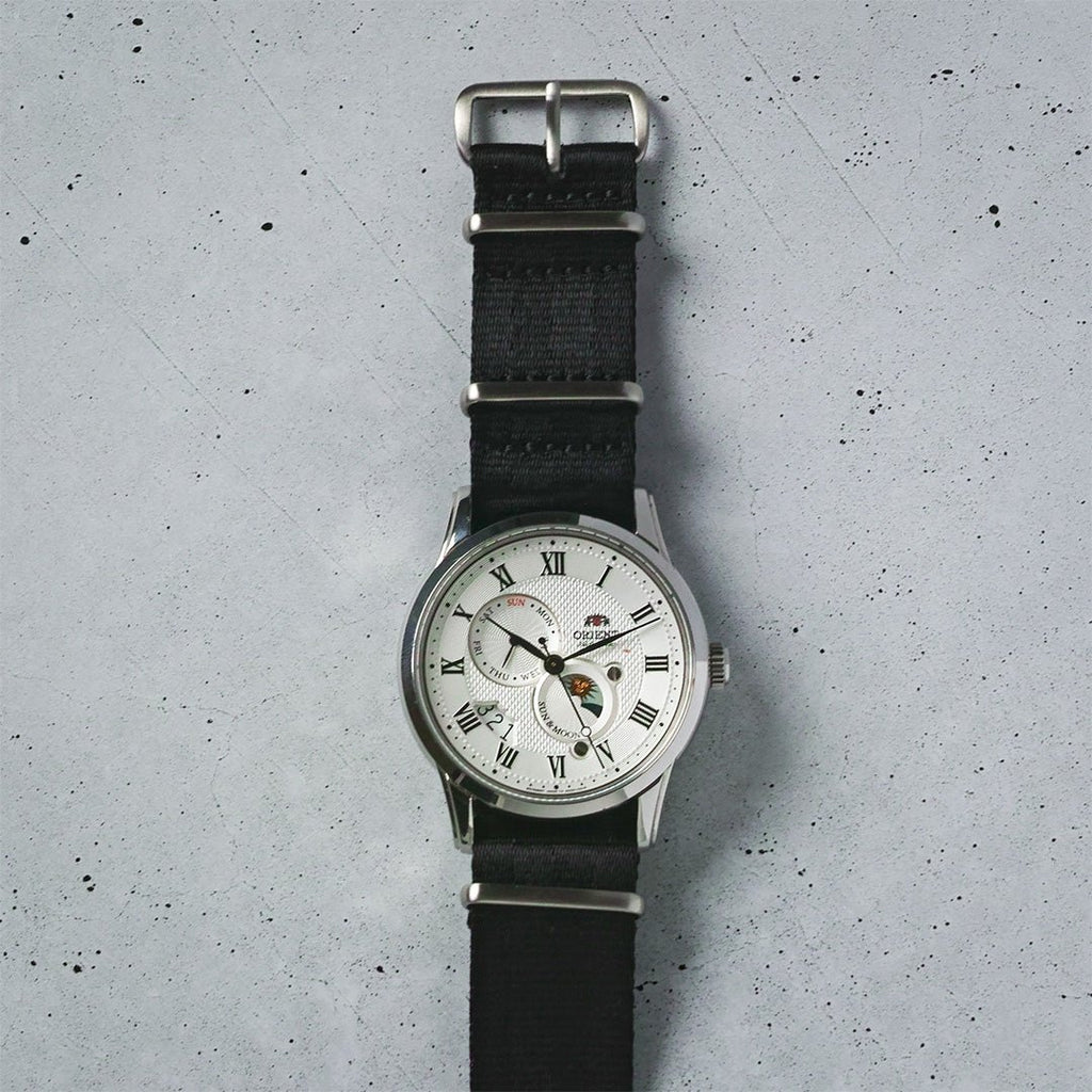 time+ Silky Seat Belt Nylon Military Watch Strap Black - brushed