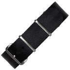 time+ Silky Seat Belt Nylon Military Watch Strap Black - Brushed