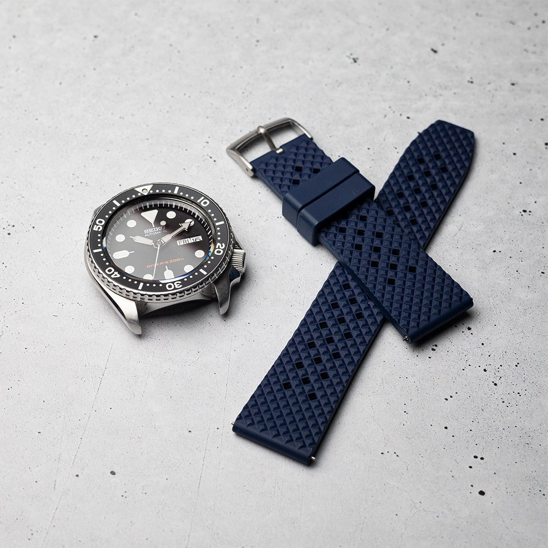 time+ FKM Rubber Tropical Quick Release Watch Strap Navy